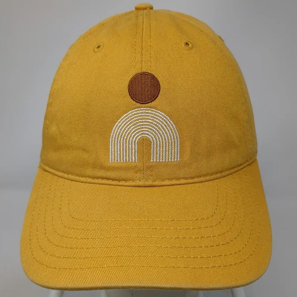Mad Engine Baseball Cap Yellow One Size Cotton Slideback Embroidered Rainbow Hat